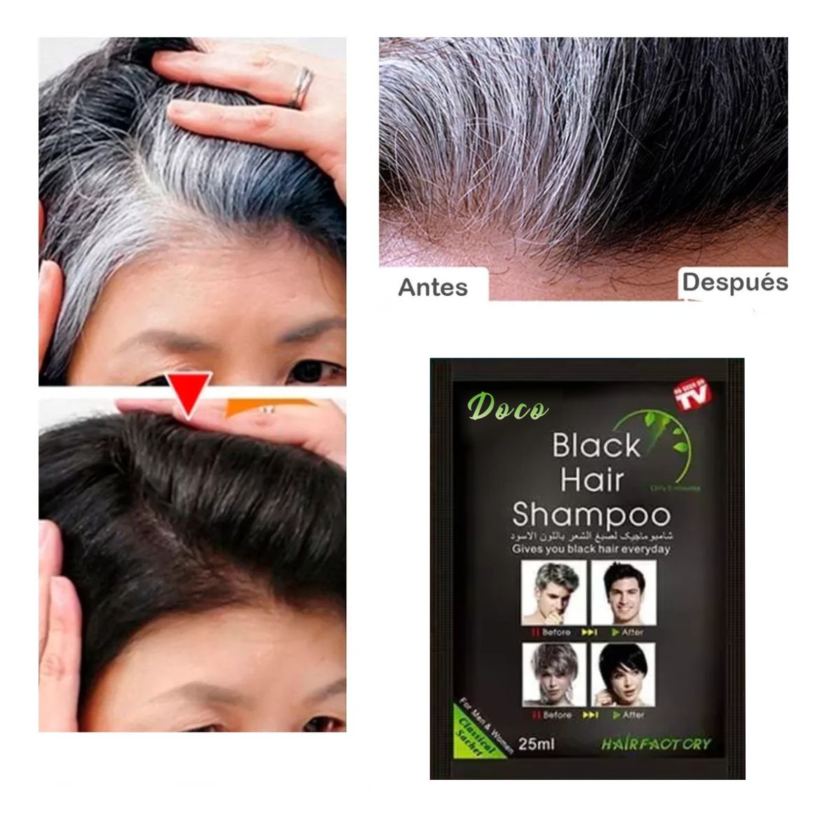 DEJA QUE TU CABELLO LUZCA JOVEN EN 5 MIN 👨🏽🦱 Shampoo Hair Black - Brown